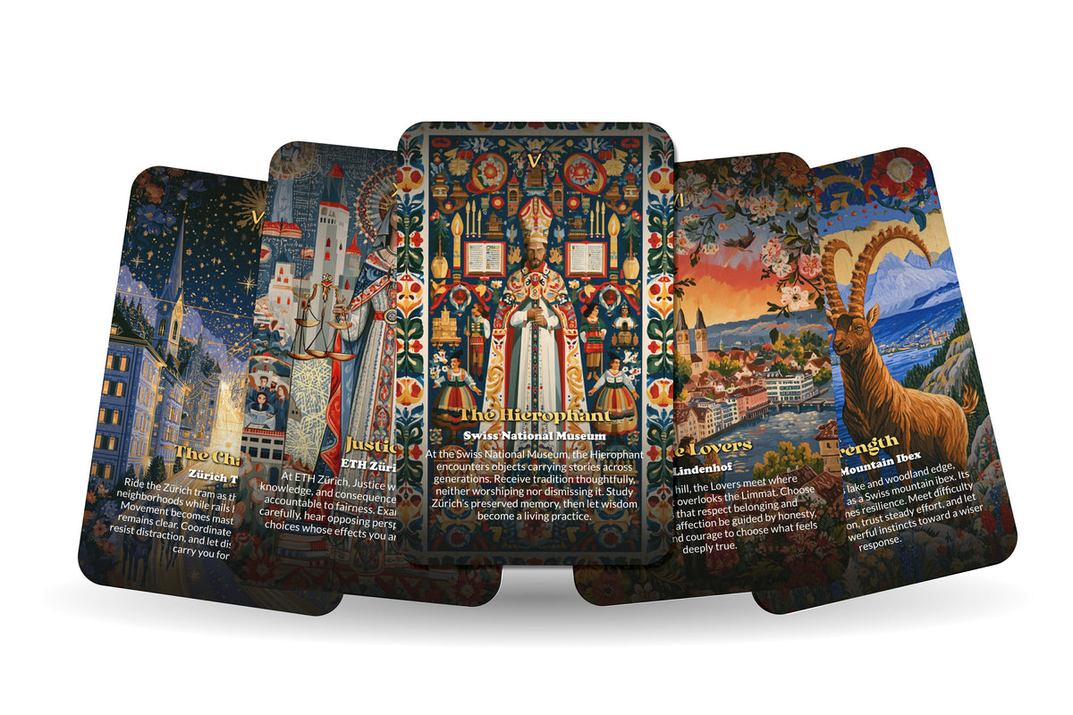 The Tarot of Zurich – A Swiss Alpine Tarot Deck – 22 Tarot Cards – Lake Waters, Mountains, and Swiss Heritage