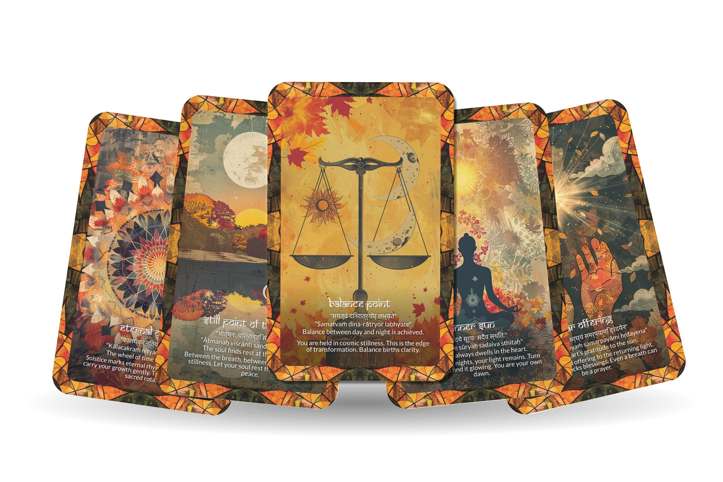 Solstice Mantra – A Seasonal Shift Oracle Deck – 22 Oracle Cards – Turning Point of Light and Shadow