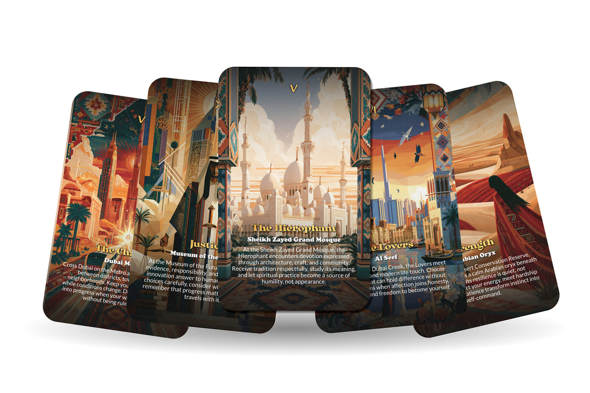 The Tarot of Dubai – A Desert Vision Tarot Deck – 22 Tarot Cards – From Ancient Sands to Modern Wonder