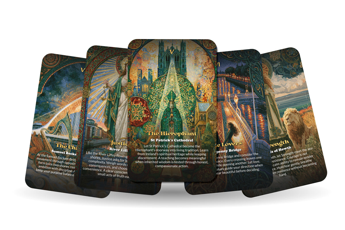The Tarot of Dublin – A Celtic Spirit Tarot Deck – 22 Tarot Cards – Legends, Literature, and Emerald Isle Mysticism