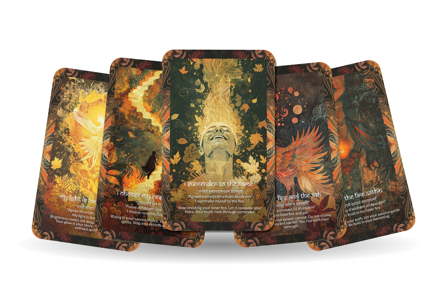 Phoenix Mantra – A Rebirth Oracle Deck – 22 Oracle Cards – Rise from Ash and Begin Again