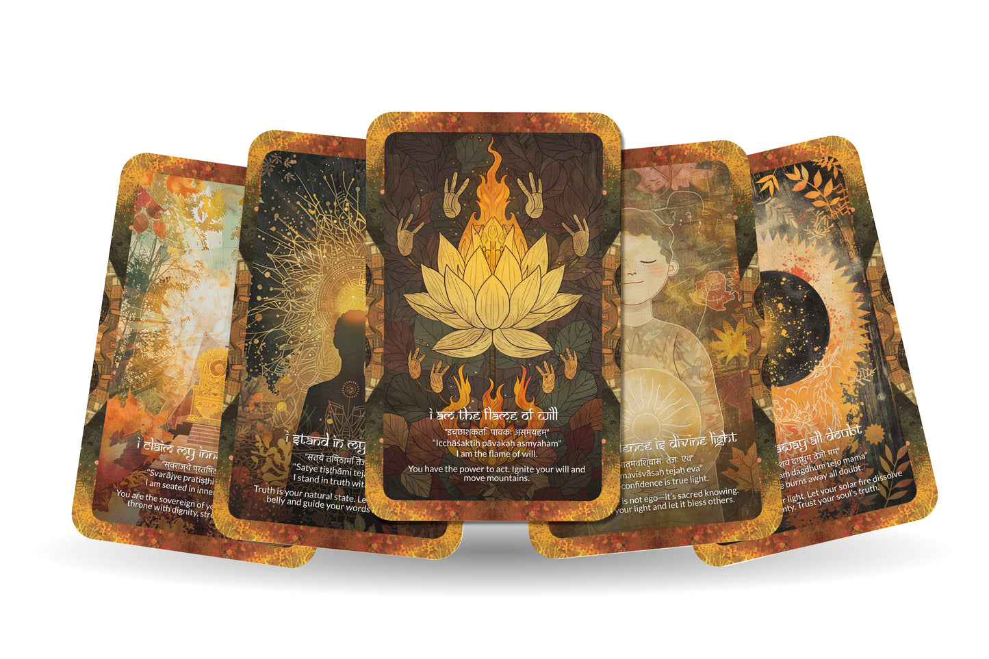 Solar Plexus Mantra – A Power Center Oracle Deck – 22 Oracle Cards – Radiate Confidence and Will