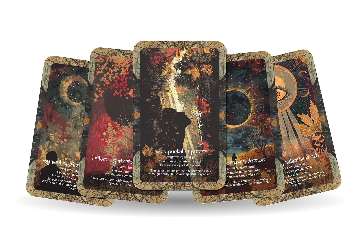 Eclipse Mantra – A Cosmic Shift Oracle Deck – 22 Oracle Cards – Light and Shadow in Sacred Dance