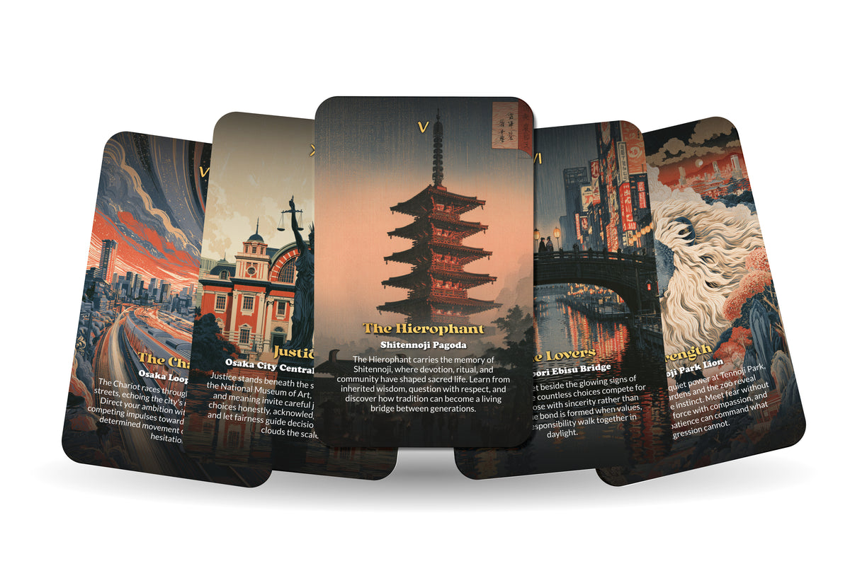 The Tarot of Osaka – A Japanese Urban Spirit Tarot Deck – 22 Tarot Cards – Tradition, Commerce, and Culinary Culture