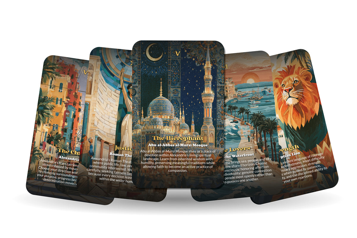 The Tarot of Alexandria – A Mediterranean Heritage Tarot Deck – 22 Tarot Cards – Ancient Wisdom by Egypt’s Sacred Sea