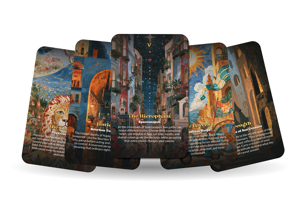 The Tarot of Naples – A Mediterranean Mysteries Tarot Deck – 22 Tarot Cards – Vesuvius, Ancient Ruins, and Italian Soul
