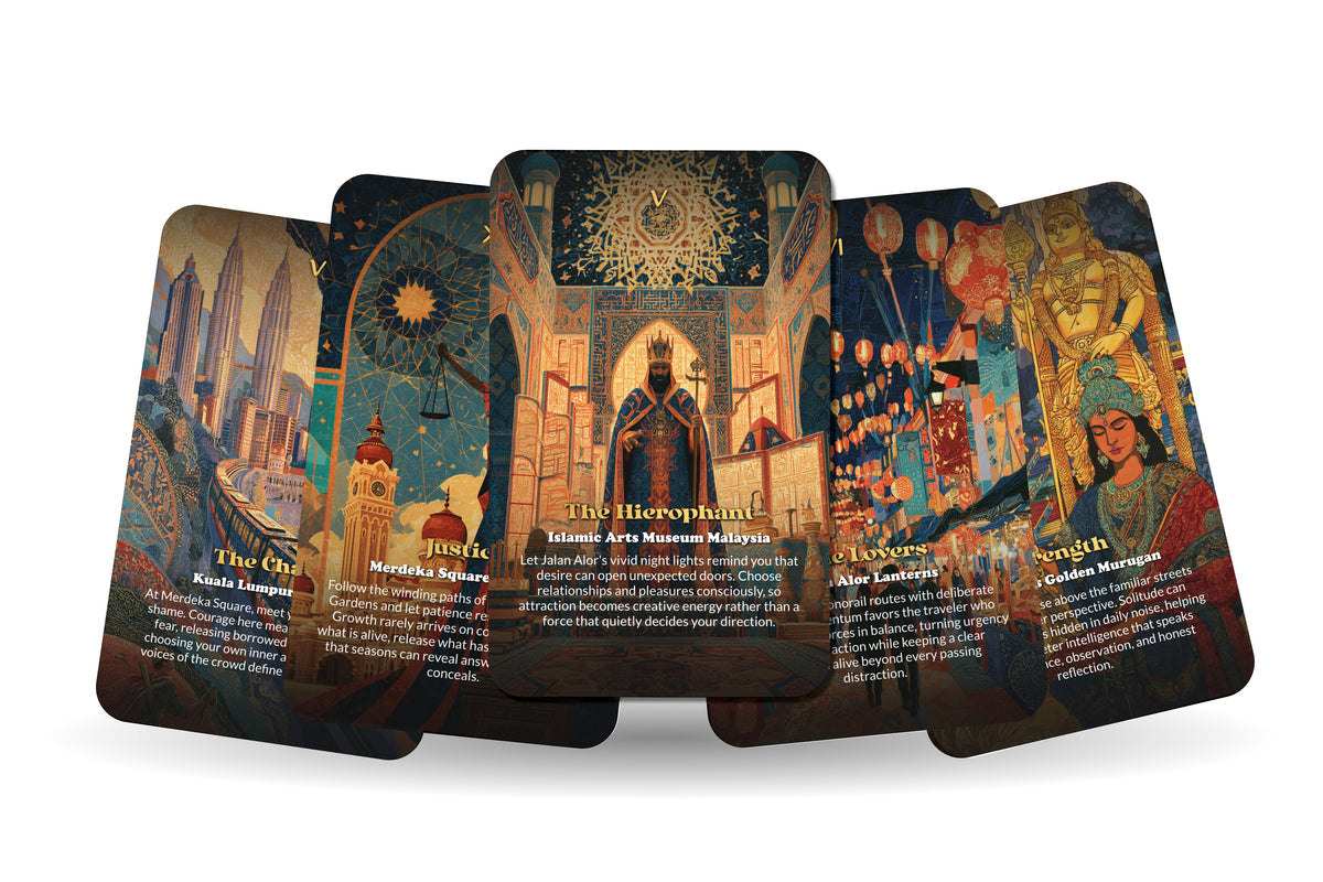 The Tarot of Kuala Lumpur – A Tropical Heritage Tarot Deck – 22 Tarot Cards – Temples, Towers, and Malaysian Spirit