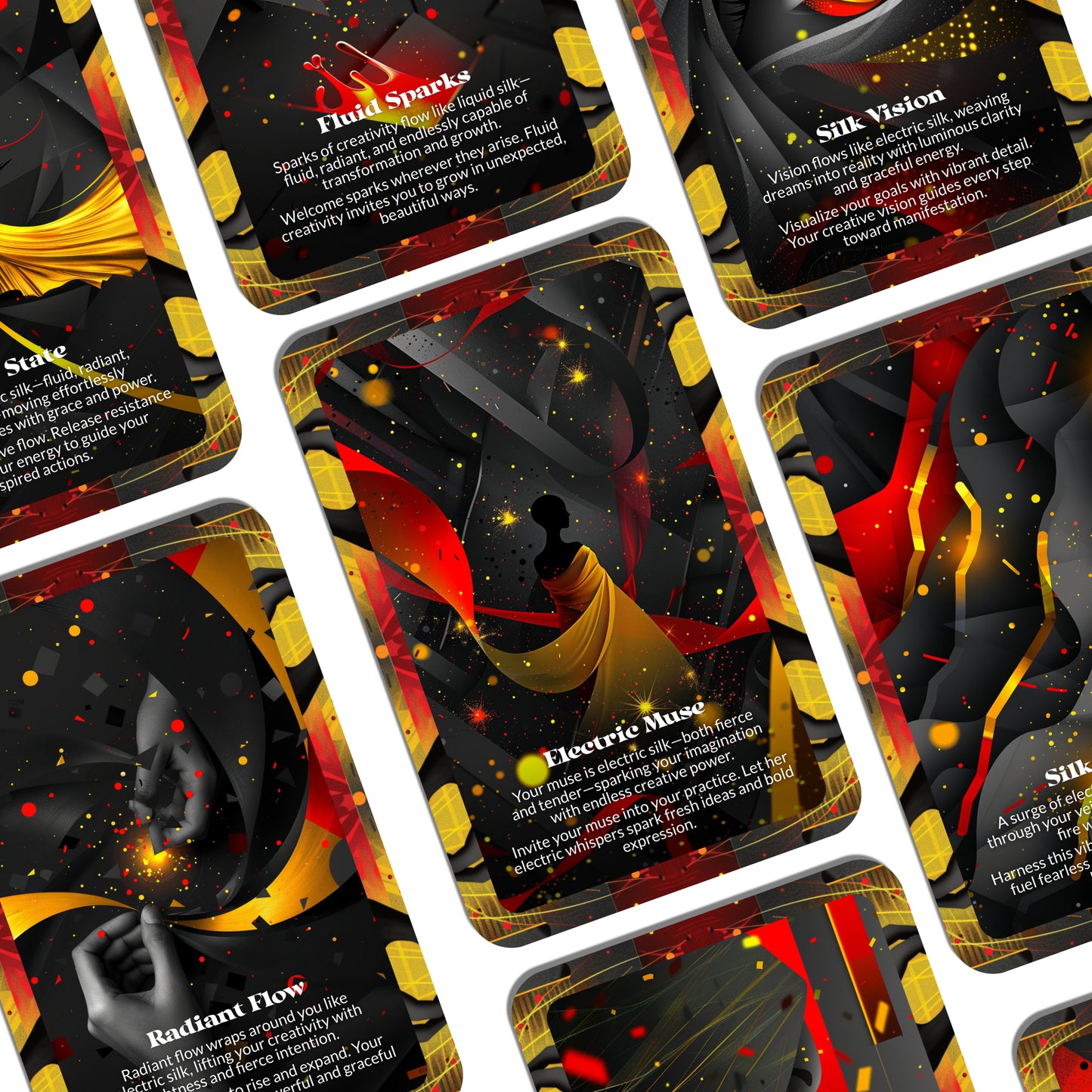 Electric Silk – A Creative Flow Oracle Deck – 22 Oracle Cards – Soft Power in Charged Motion