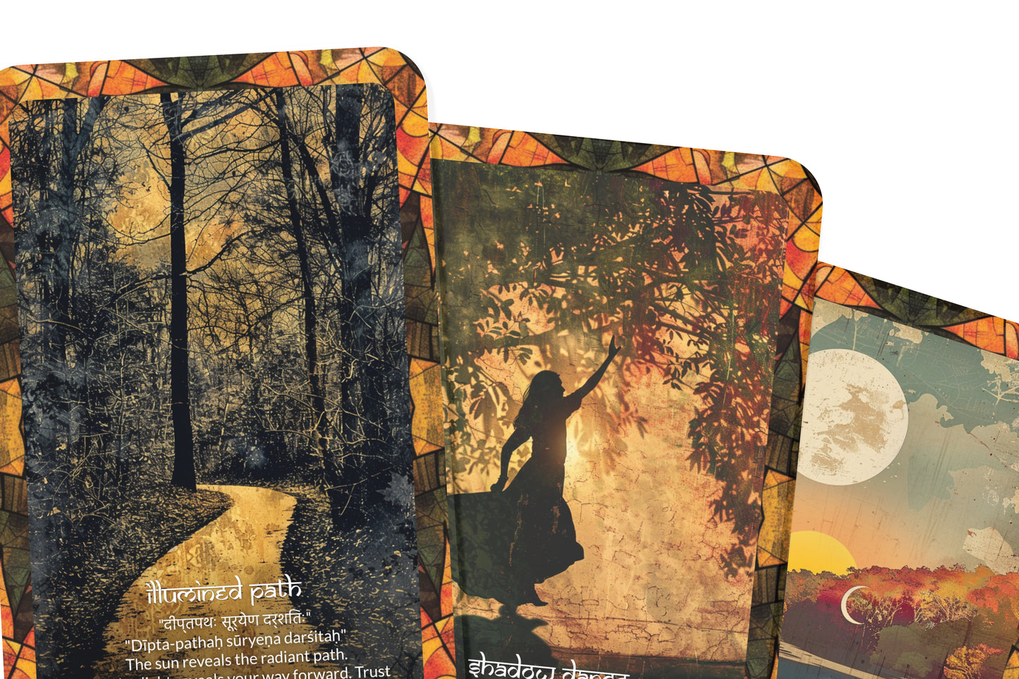 Solstice Mantra – A Seasonal Shift Oracle Deck – 22 Oracle Cards – Turning Point of Light and Shadow