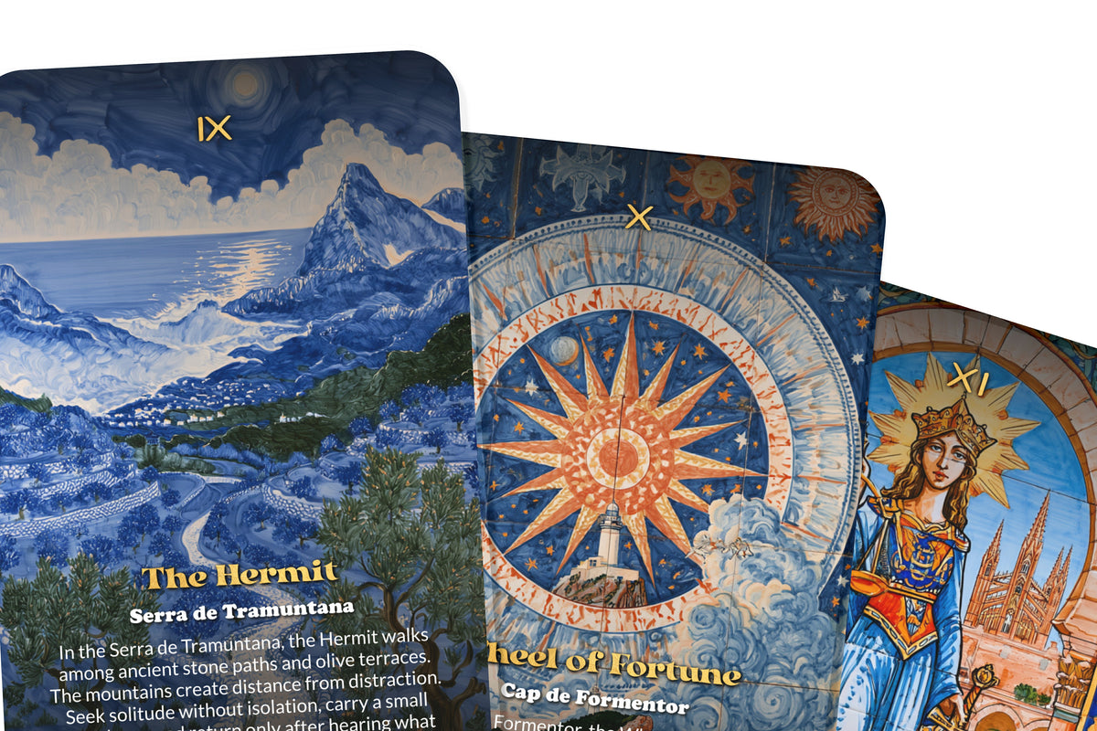 The Tarot of Palma de Mallorca – A Mediterranean Island Tarot Deck – 22 Tarot Cards – Sea, Stone, and Balearic Spirit
