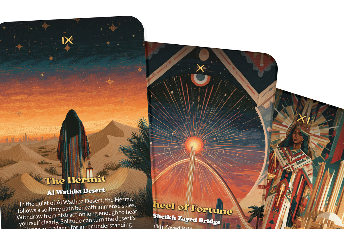 The Tarot of Abu Dhabi – A Desert Mysticism Tarot Deck – 22 Tarot Cards – Spiritual Journey Through the UAE’s Capital