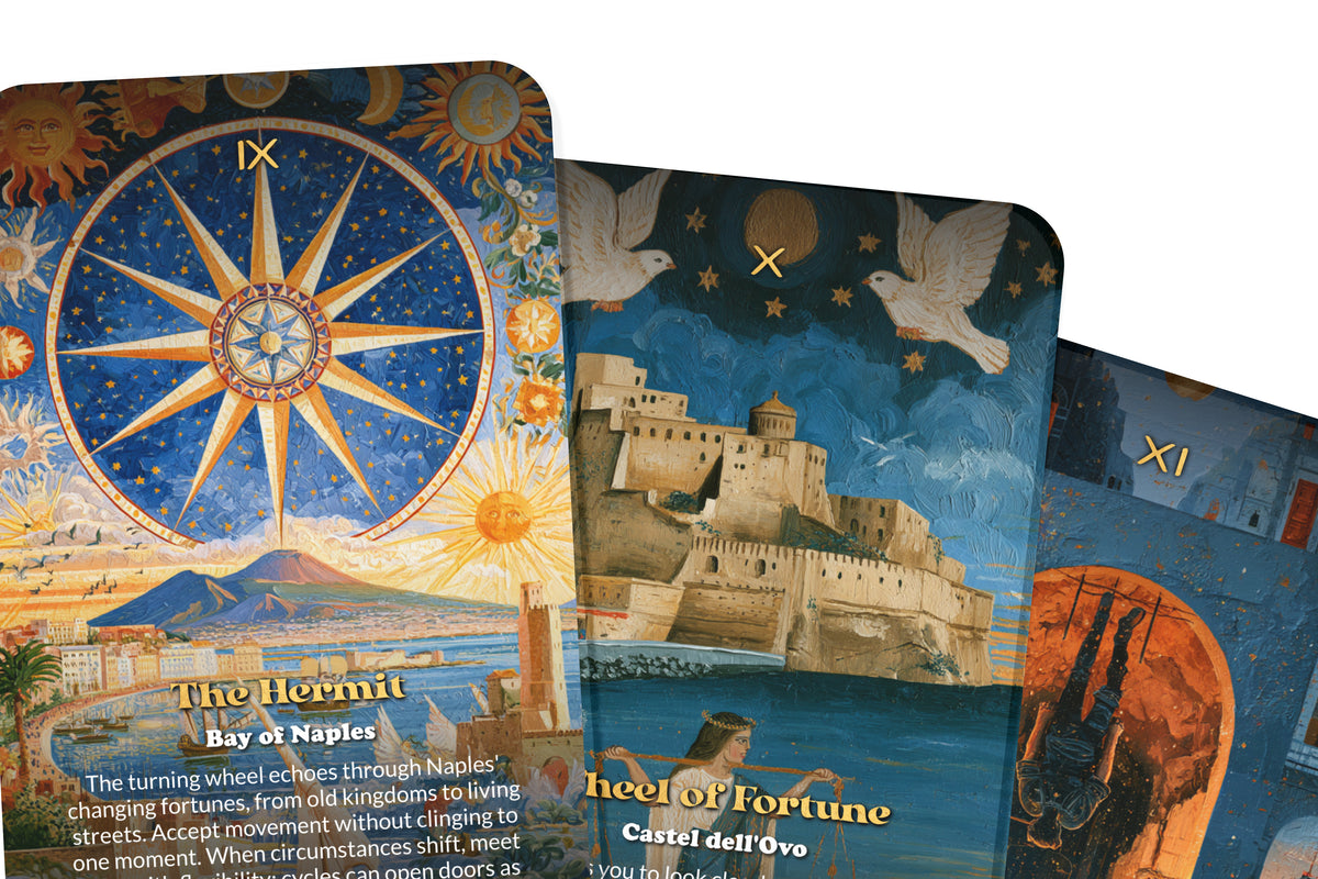 The Tarot of Naples – A Mediterranean Mysteries Tarot Deck – 22 Tarot Cards – Vesuvius, Ancient Ruins, and Italian Soul