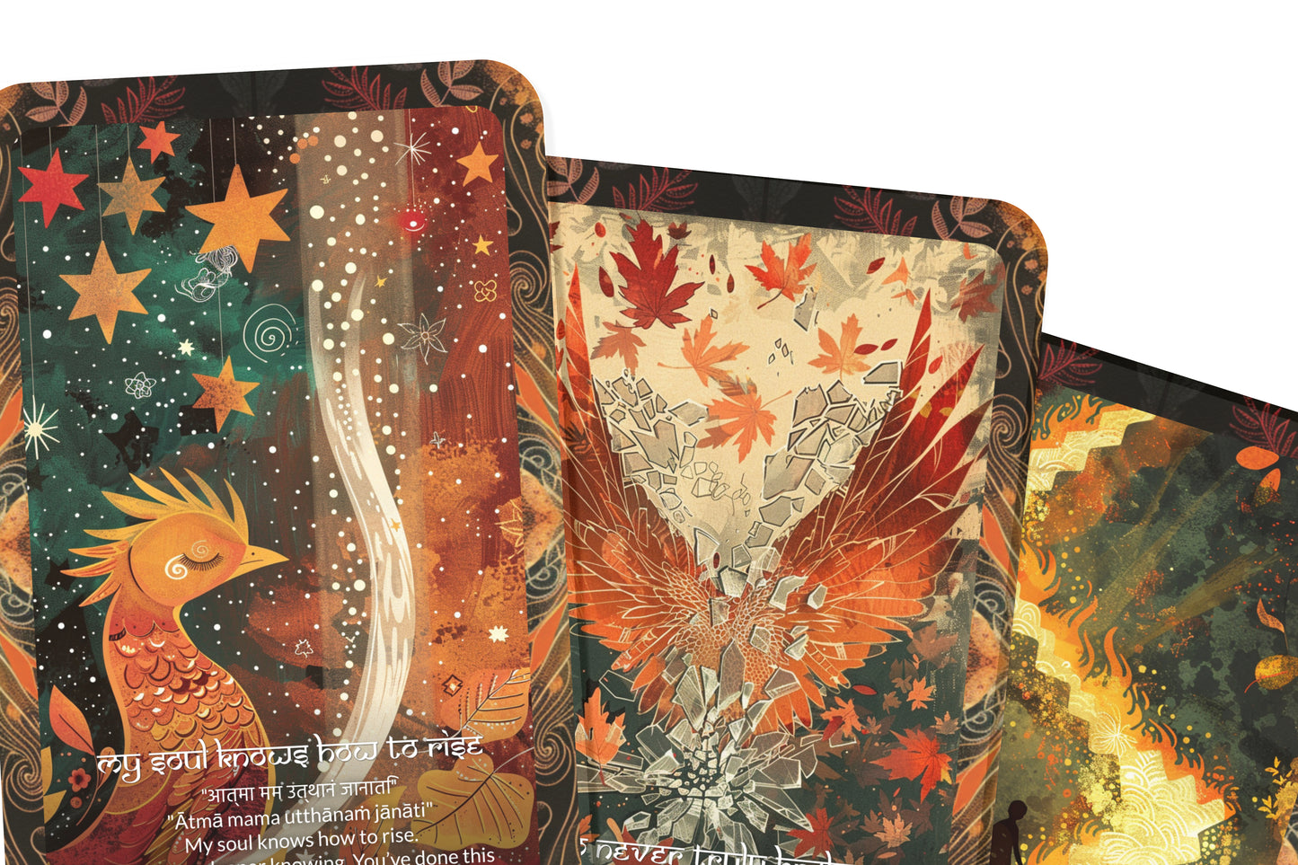 Phoenix Mantra – A Rebirth Oracle Deck – 22 Oracle Cards – Rise from Ash and Begin Again