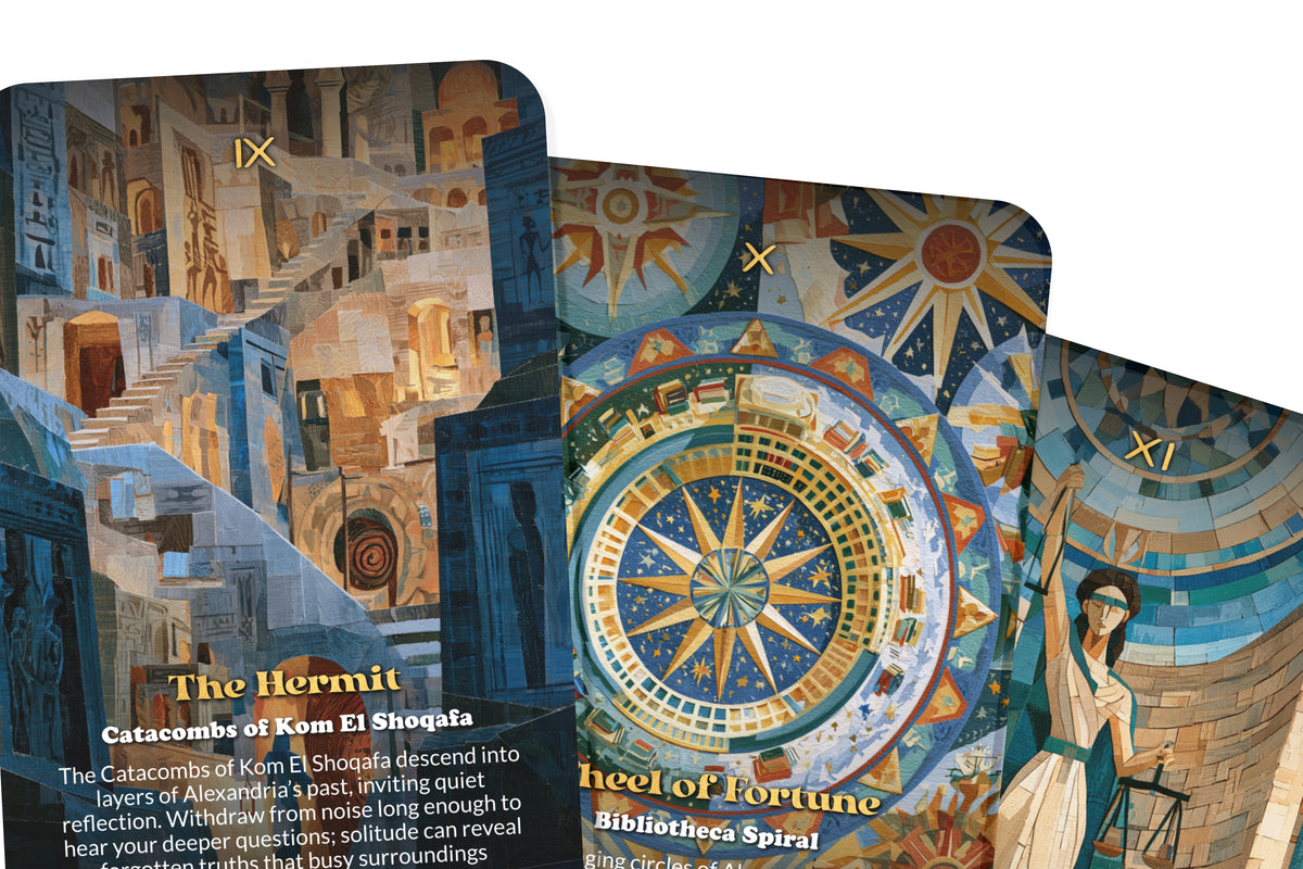 The Tarot of Alexandria – A Mediterranean Heritage Tarot Deck – 22 Tarot Cards – Ancient Wisdom by Egypt’s Sacred Sea