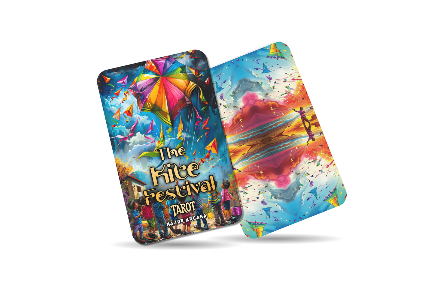 The Kite Festival Tarot - 22 Major Arcana - A unique spiritual journey - Soaring high with the vibrant colors and joy of kite festivals.