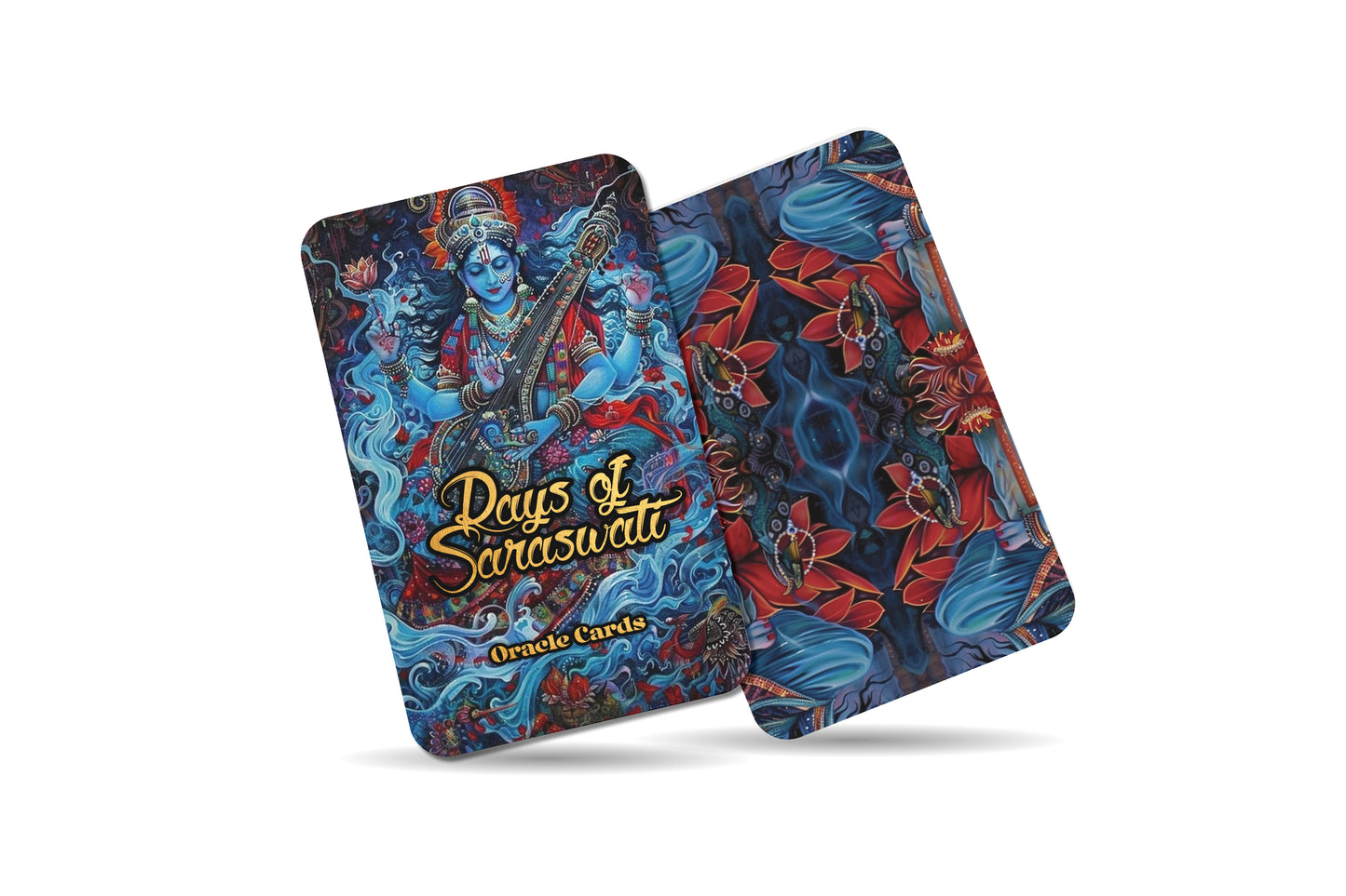 Rays of Saraswati Oracle: Tap into the divine feminine with this 22-card deck, inspiring creativity, wisdom, and spiritual growth.