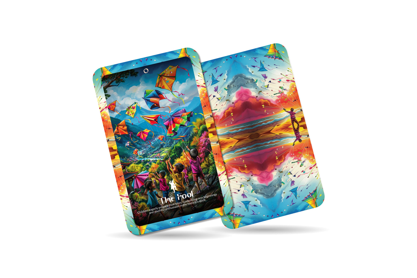 The Kite Festival Tarot - 22 Major Arcana - A unique spiritual journey - Soaring high with the vibrant colors and joy of kite festivals.