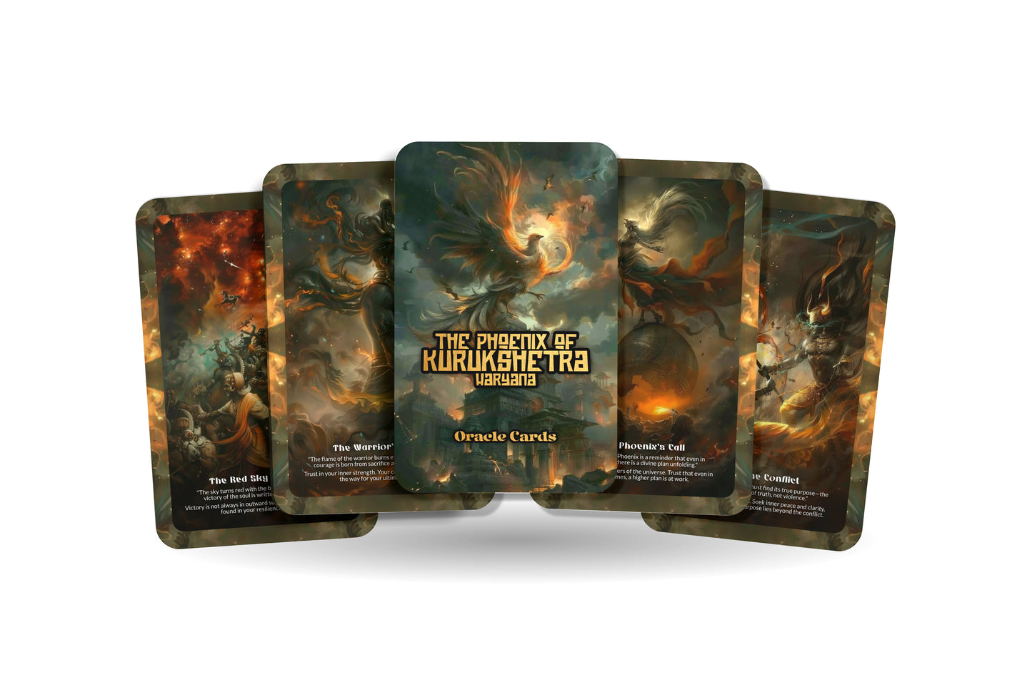 The Phoenix of Kurukshetra – A Rebirth Fire Oracle Deck – 22 Oracle Cards – Haryana’s Sacred Battlefield Spirit