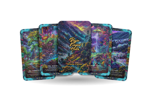 Rain Kissed Hills Oracle: Nurture your spirit with this 22-card deck, finding solace and inspiration in the beauty of nature and the promise of growth.