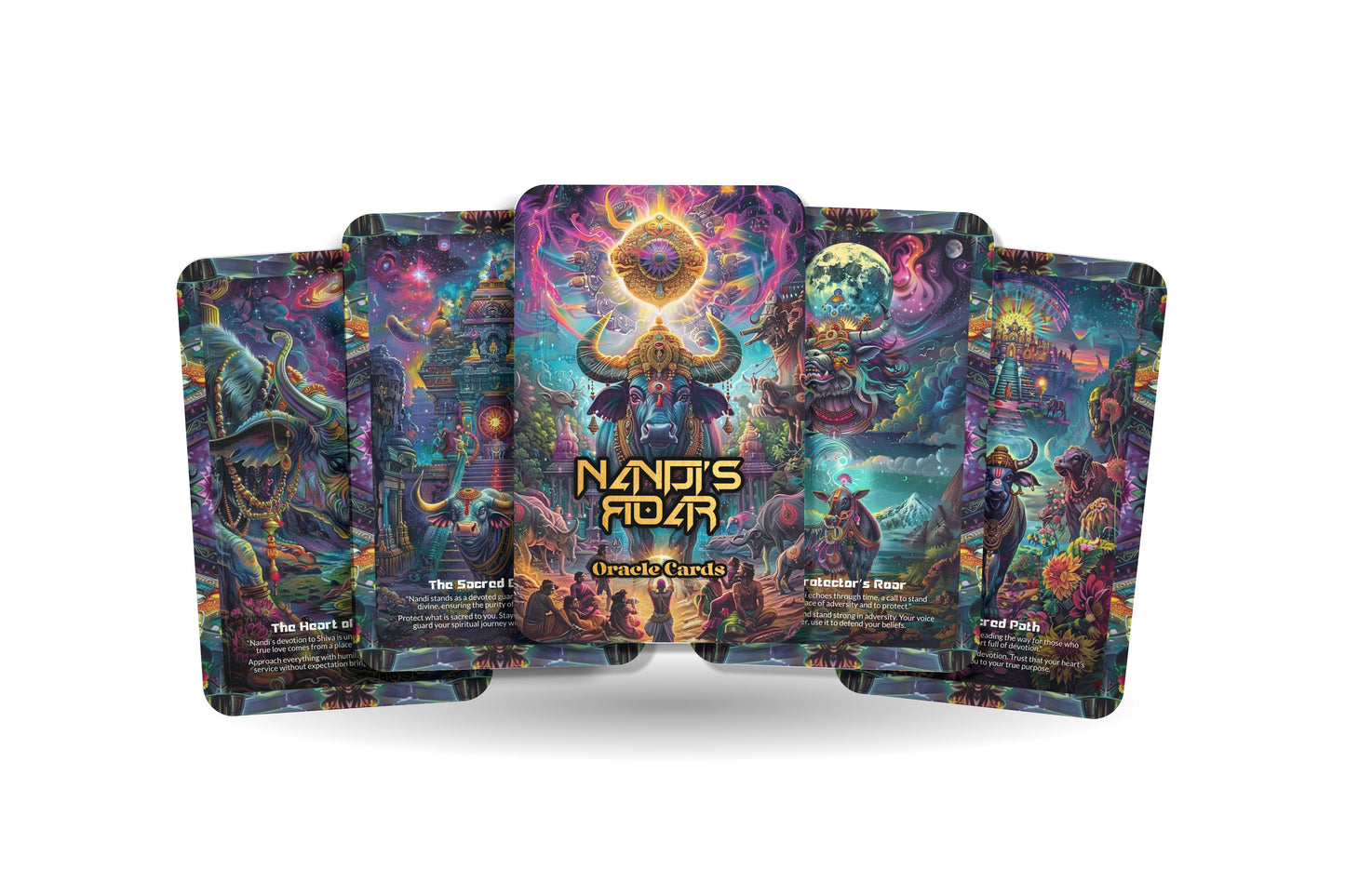 Nandi's Roar Oracle: Tap into Nandi's potent energy with this 22-card deck, embracing inner strength, courage, and resilience. Unleash your divine masculine power.