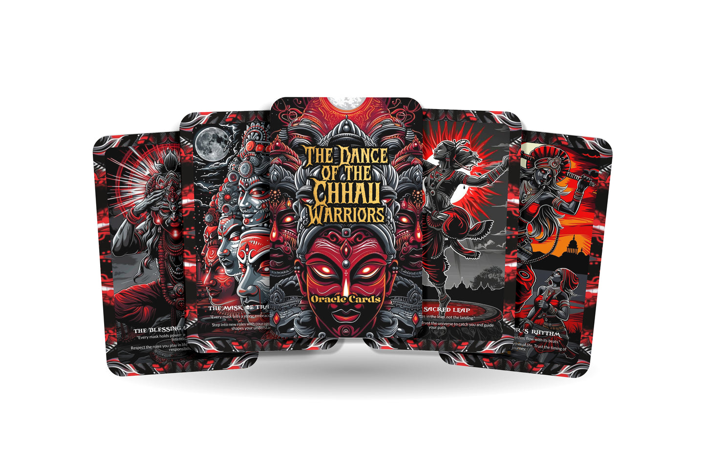 The Dance of the Chhau Warriors – A Ritual Motion Oracle Deck – 22 Oracle Cards – Sacred Steps of Odisha