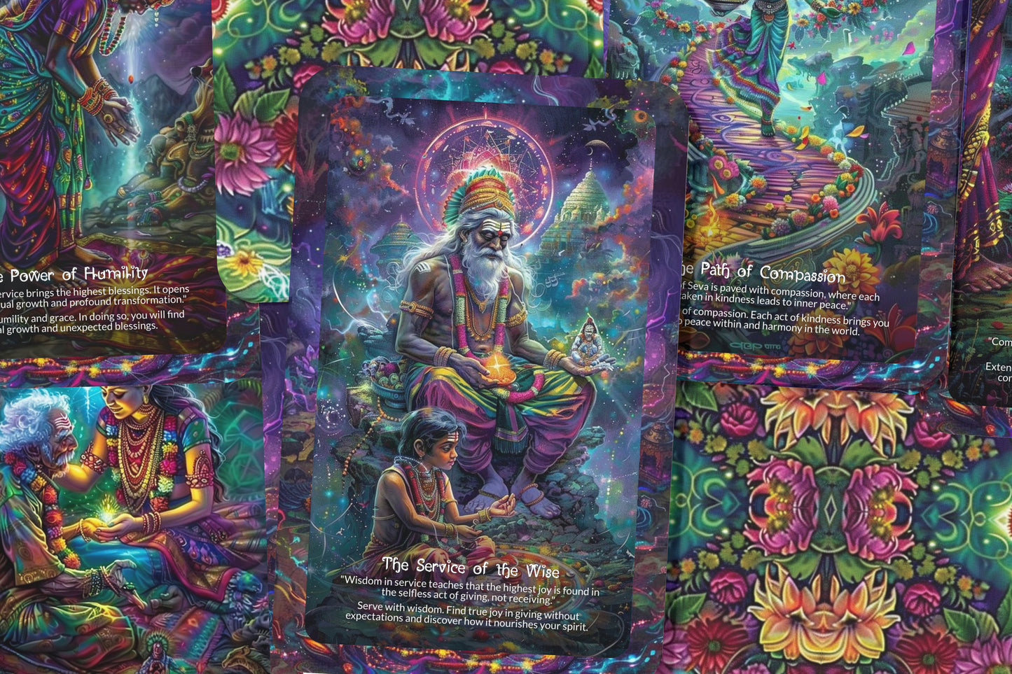 Path of Seva Selfless Service Oracle: Cultivate compassion and kindness with this 22-card deck, inspiring a life of purpose and meaning through selfless service.