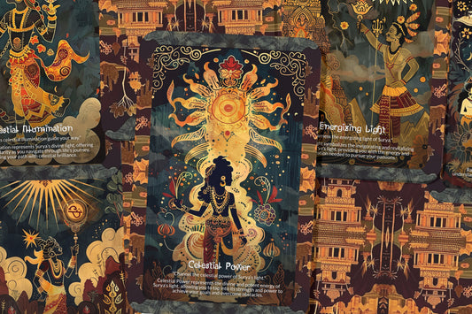 The Light of Surya Oracle Cards - 22 Oracle Cards - Illuminating the path of righteousness with the radiant light of the Sun God Surya.