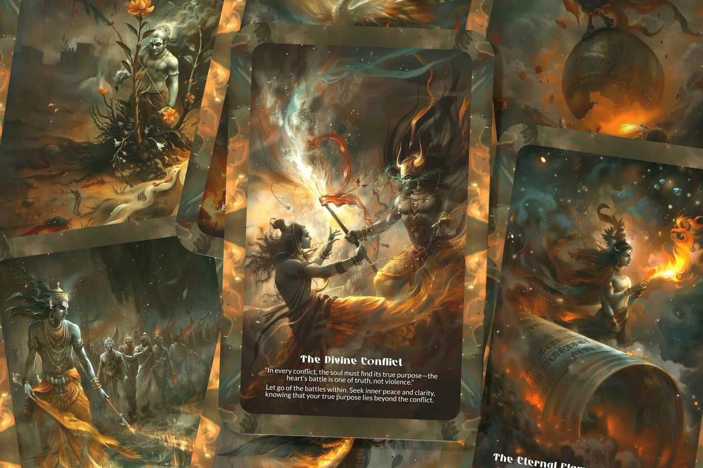 The Phoenix of Kurukshetra – A Rebirth Fire Oracle Deck – 22 Oracle Cards – Haryana’s Sacred Battlefield Spirit