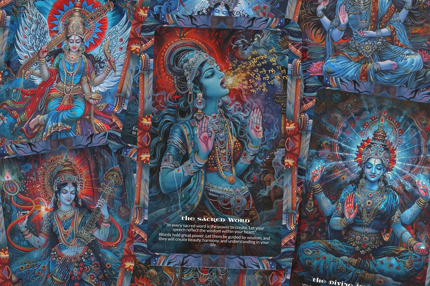 Rays of Saraswati Oracle: Tap into the divine feminine with this 22-card deck, inspiring creativity, wisdom, and spiritual growth.