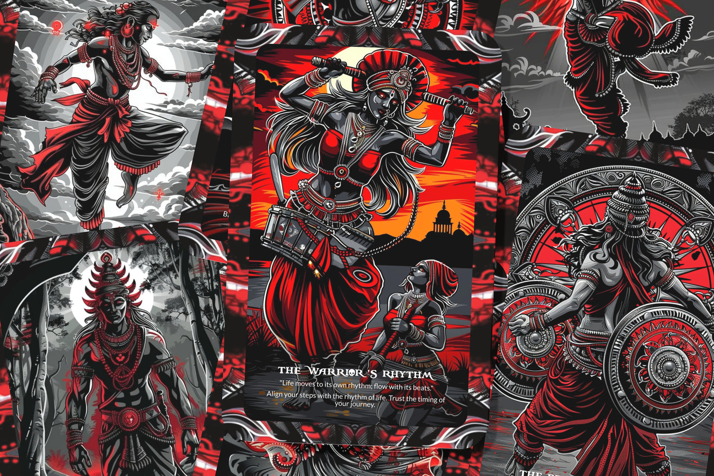 The Dance of the Chhau Warriors – A Ritual Motion Oracle Deck – 22 Oracle Cards – Sacred Steps of Odisha