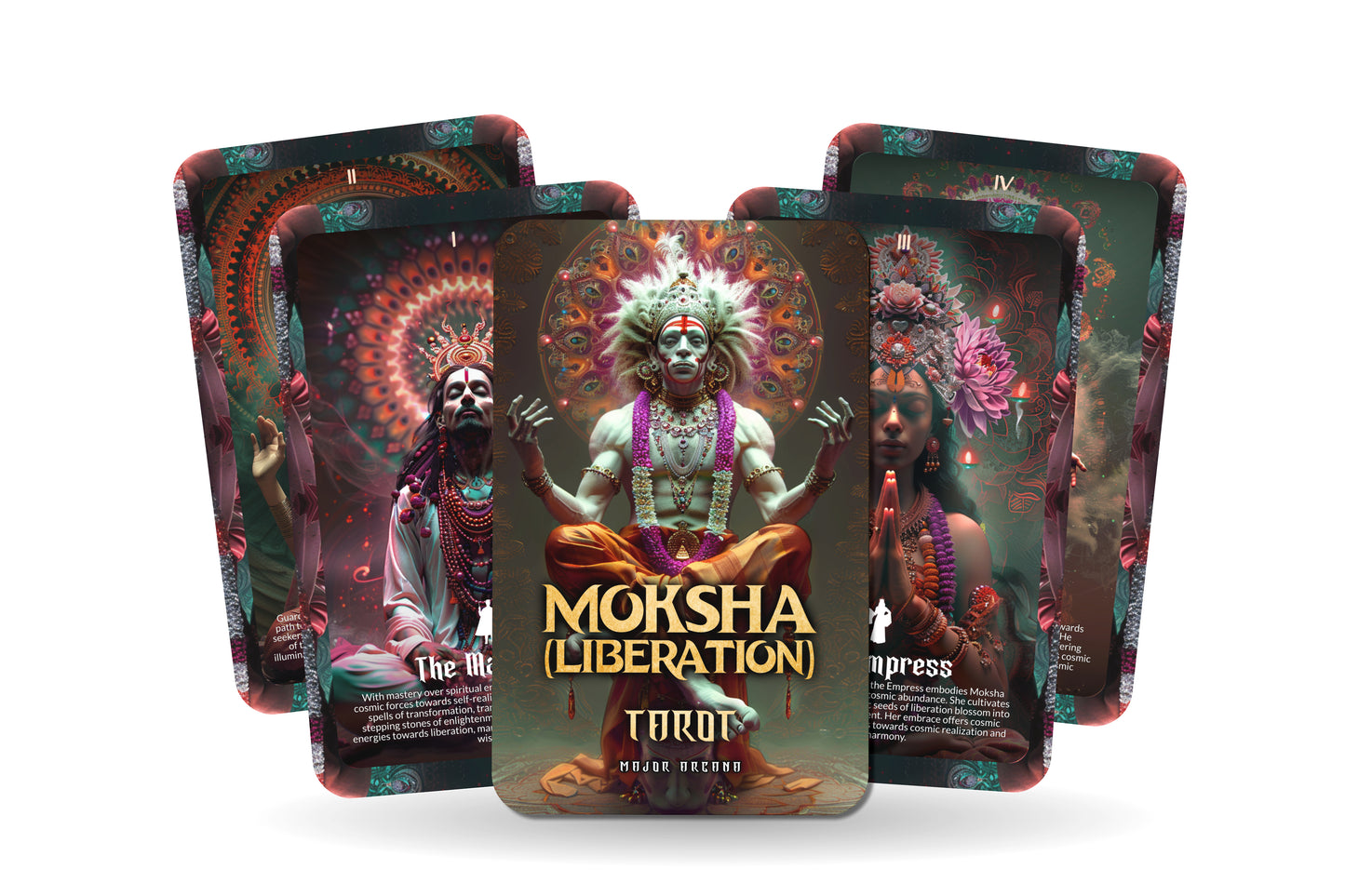 The Moksha (Liberation) Tarot - 22 Major Arcana - A unique spiritual journey - Attaining liberation and ultimate spiritual freedom.