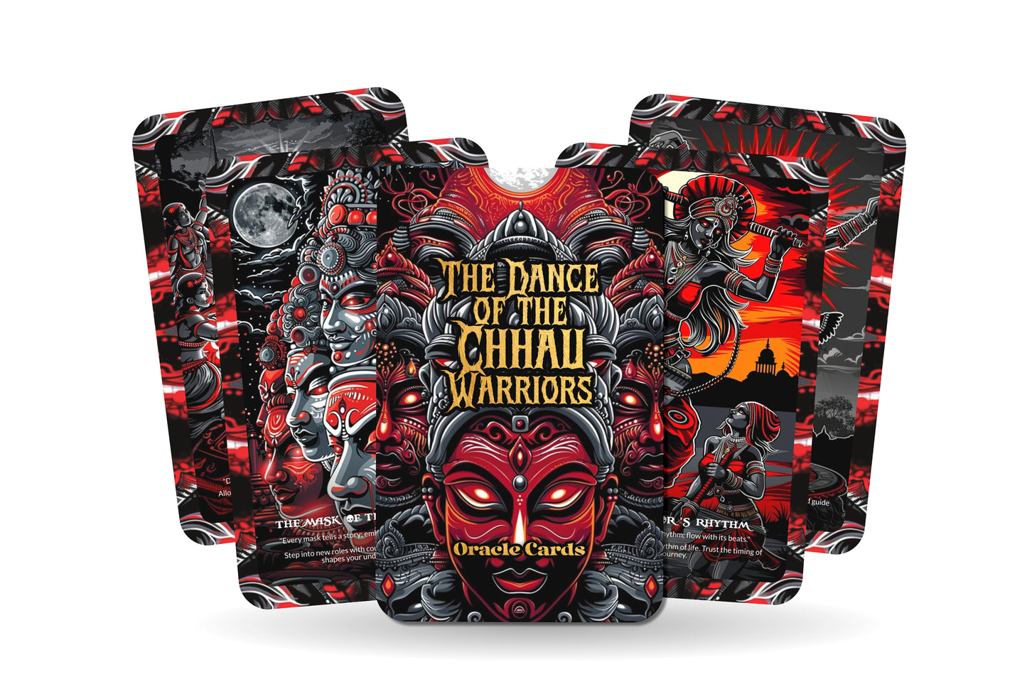 The Dance of the Chhau Warriors – A Ritual Motion Oracle Deck – 22 Oracle Cards – Sacred Steps of Odisha