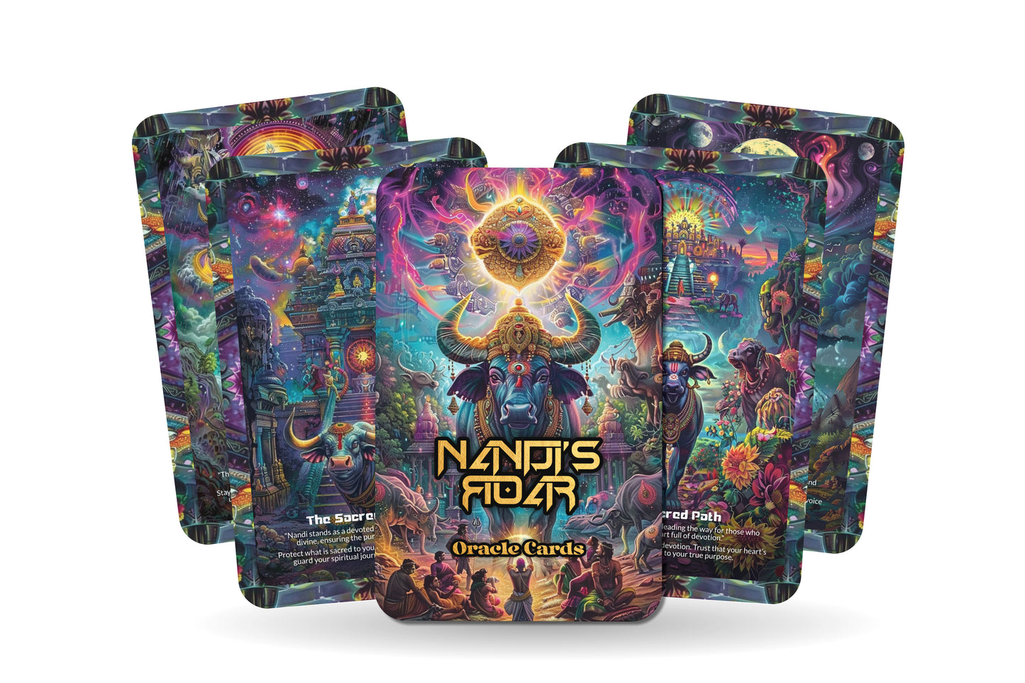 Nandi's Roar Oracle: Tap into Nandi's potent energy with this 22-card deck, embracing inner strength, courage, and resilience. Unleash your divine masculine power.