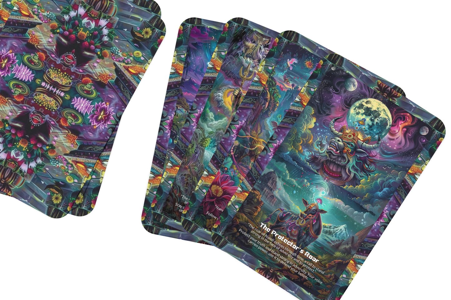 Nandi's Roar Oracle: Tap into Nandi's potent energy with this 22-card deck, embracing inner strength, courage, and resilience. Unleash your divine masculine power.