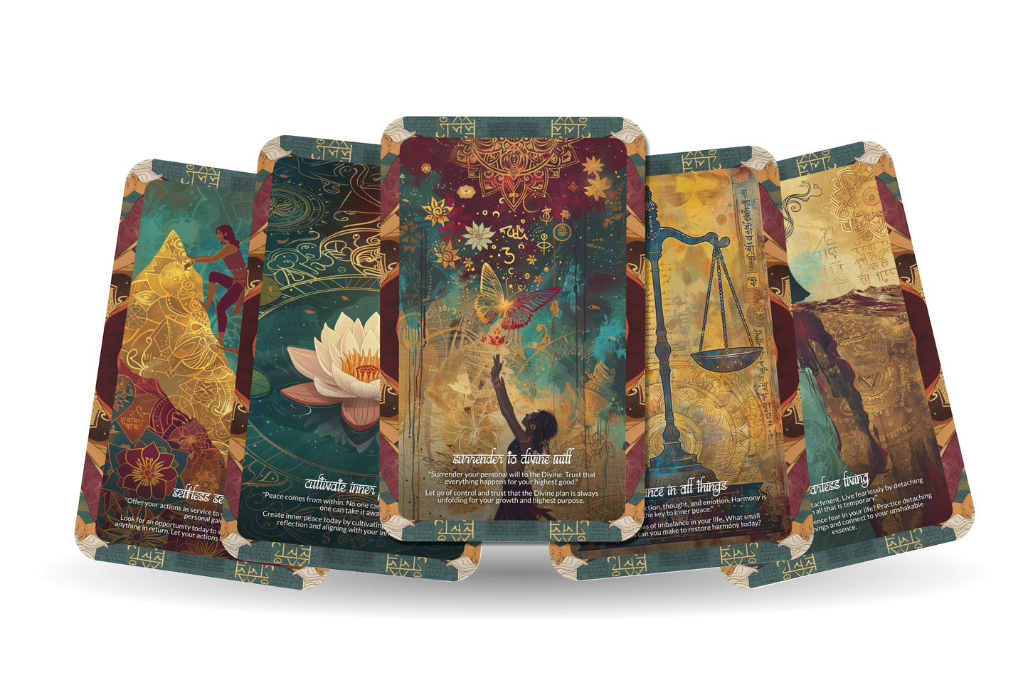 Bhagavad Gita Transformation Cards – Ancient Wisdom for Modern Souls – Divine Insight & Dharma 22-Card Deck