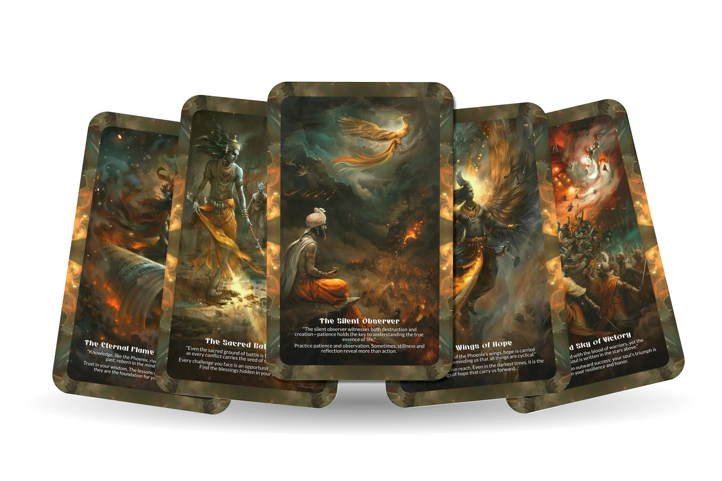The Phoenix of Kurukshetra – A Rebirth Fire Oracle Deck – 22 Oracle Cards – Haryana’s Sacred Battlefield Spirit