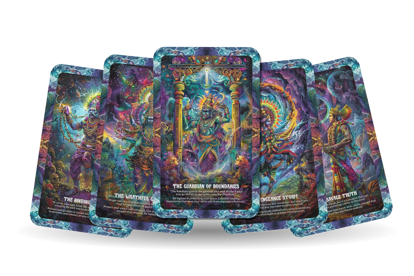 Rakshasa's Wrath Oracle: Harness the power of transformation with this 22-card deck, embracing change and inner strength to overcome life's challenges.