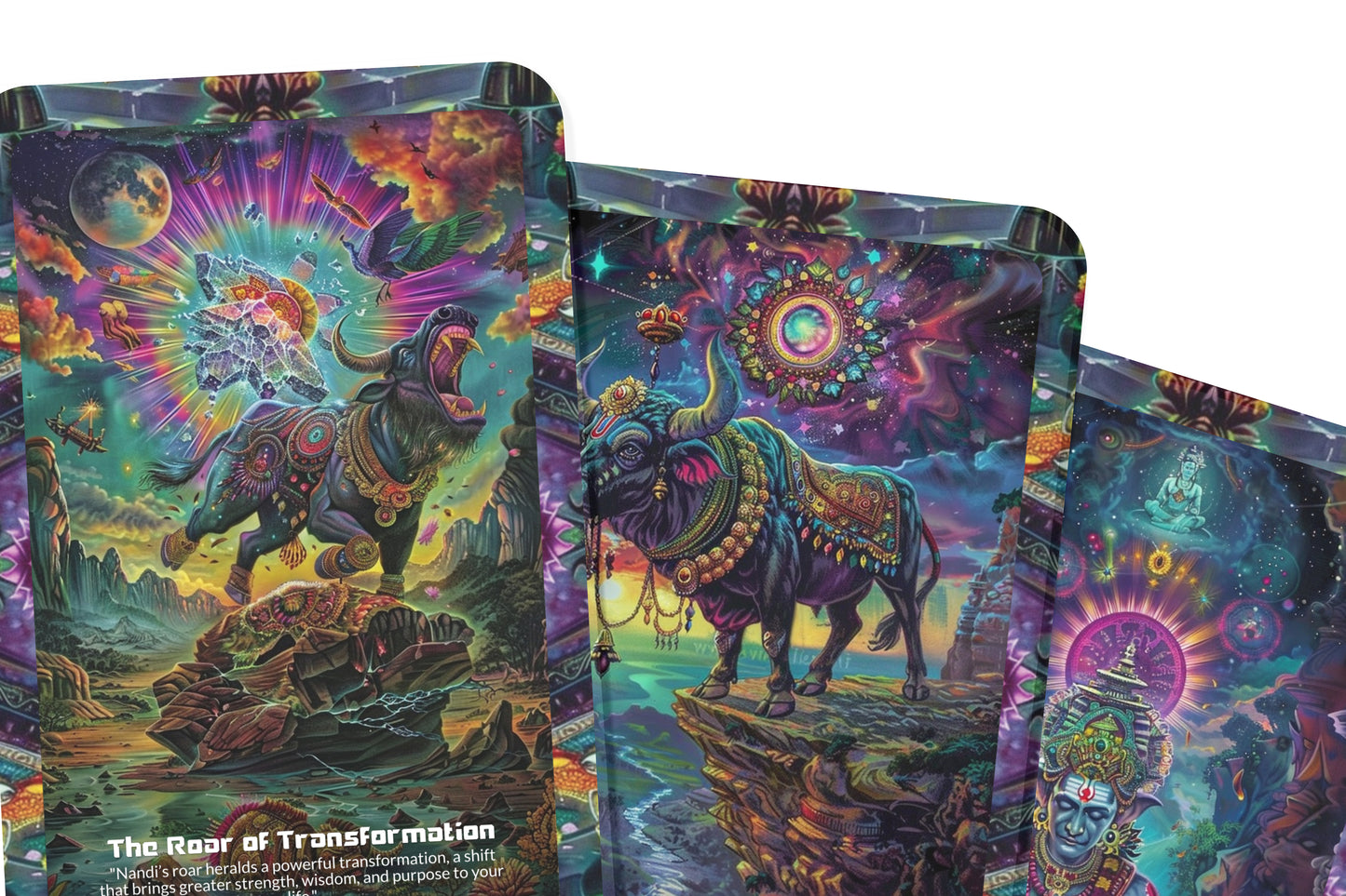 Nandi's Roar Oracle: Tap into Nandi's potent energy with this 22-card deck, embracing inner strength, courage, and resilience. Unleash your divine masculine power.