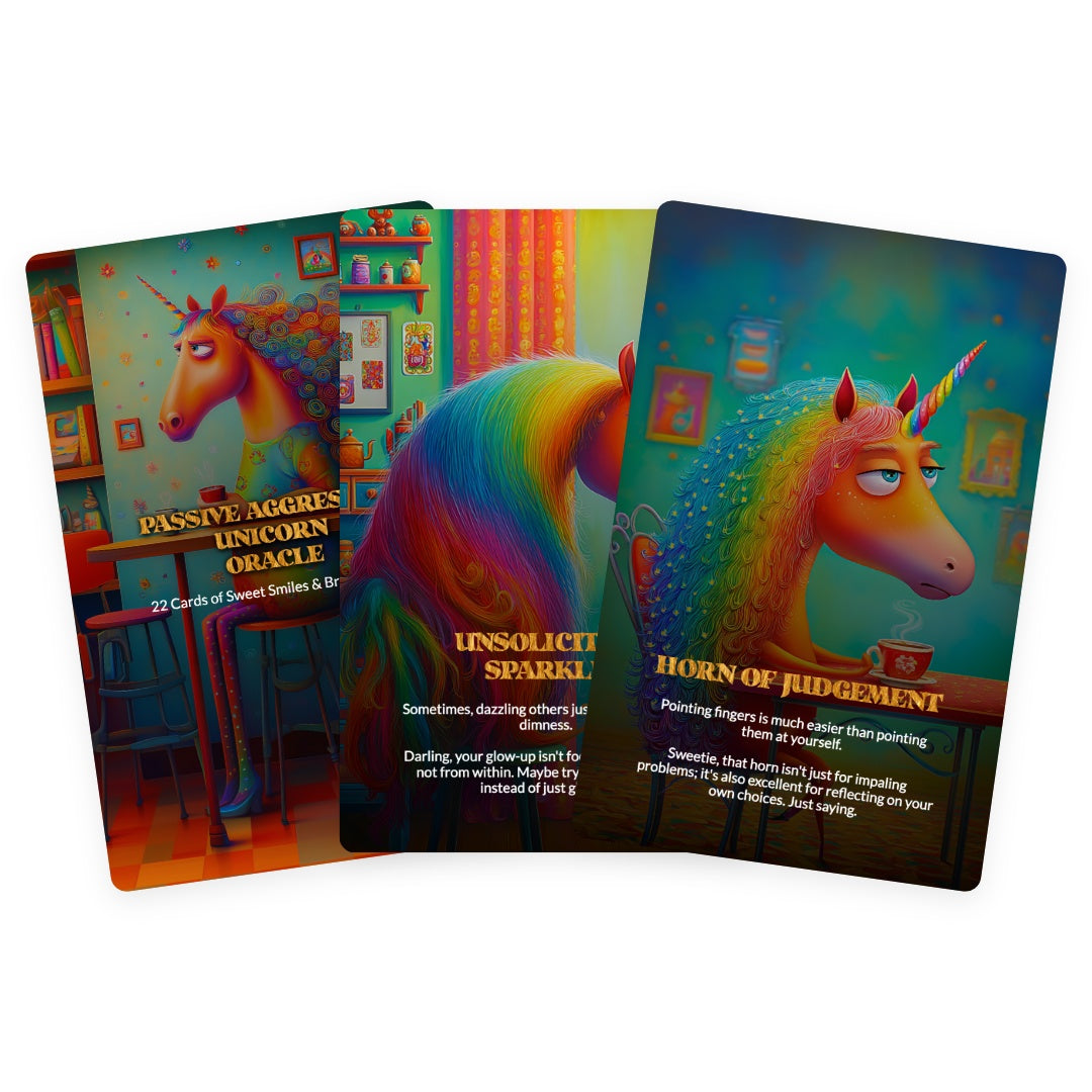 Passive Aggressive Unicorn Oracle - 22 Cards of Sweet Smiles & Brutal Truths