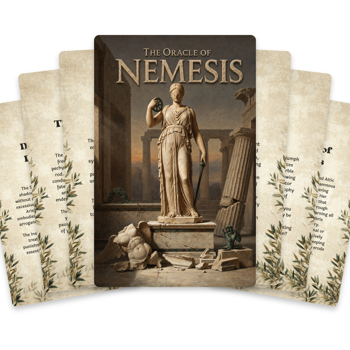 The Oracle of Nemesis – Greek Goddess of Retribution Oracle Cards, 22-Card Mythology Deck — arrangement 1