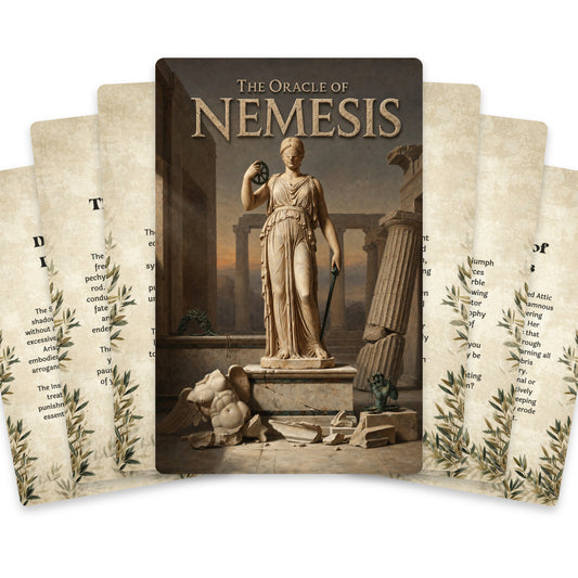 The Oracle of Nemesis – Greek Goddess of Retribution Oracle Cards, 22-Card Mythology Deck — arrangement 1