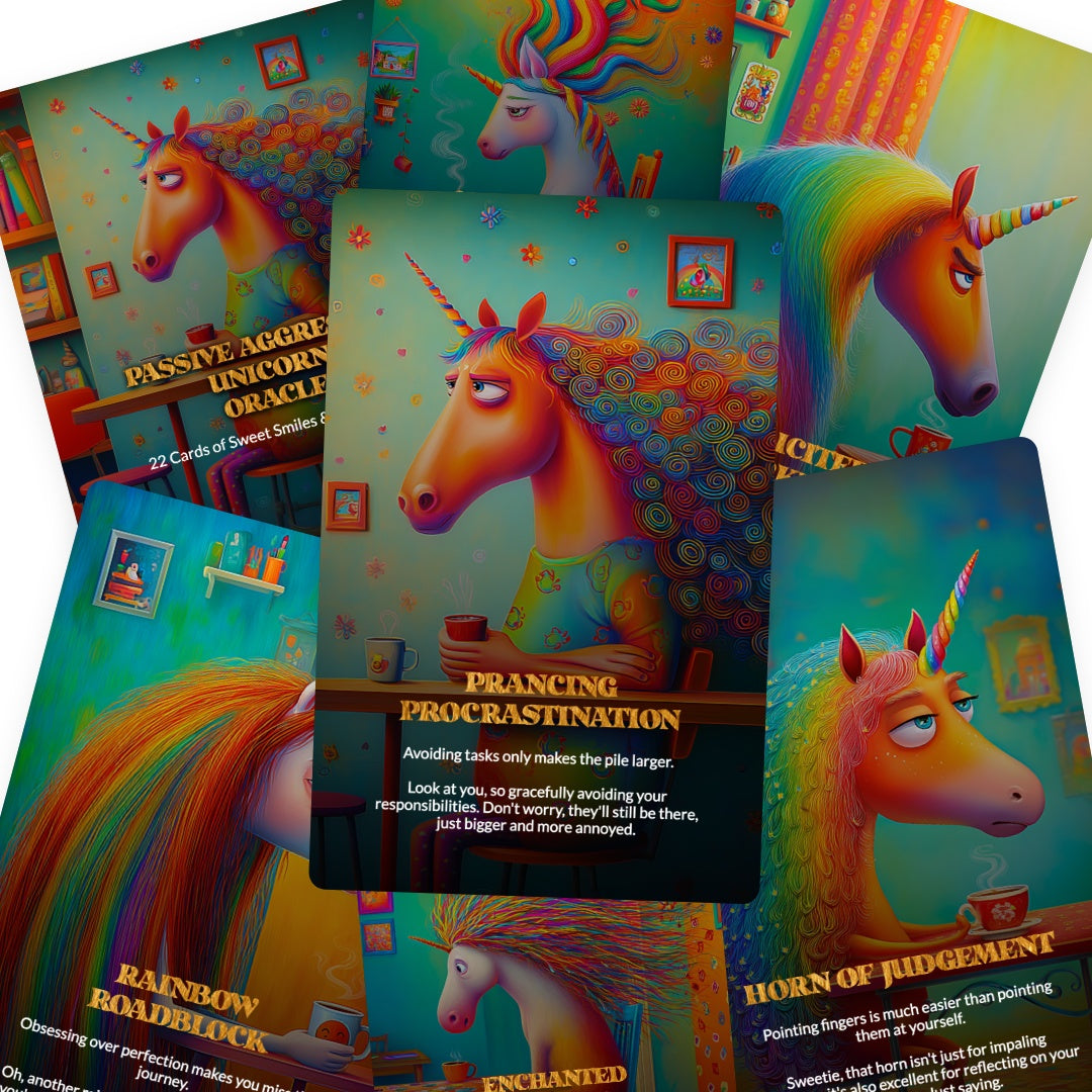 Passive Aggressive Unicorn Oracle - 22 Cards of Sweet Smiles & Brutal Truths