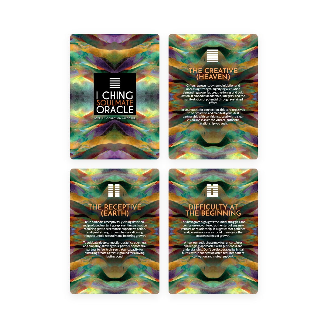 I Ching Soulmate Oracle Cards - blending ancient wisdom with soulmate guidance. Perfect for relationship readings