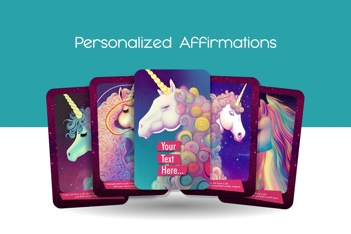 Personalised Affirmation Cards - The Unemployed Unicorn Affirmation Cards - Unleash your inner unicorn, job or no job