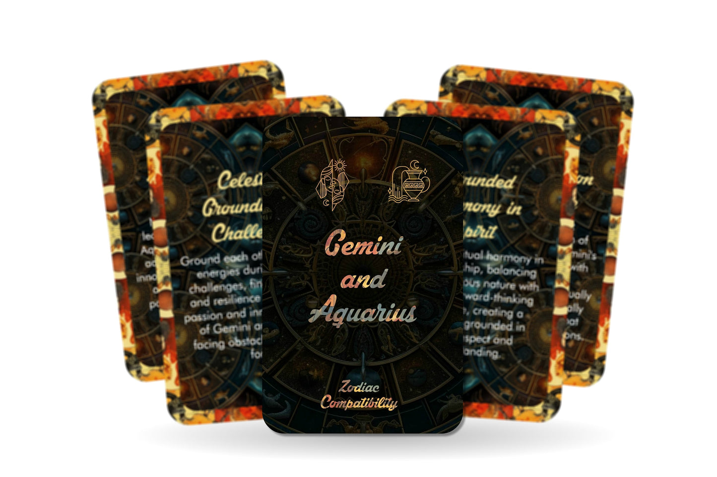 Gemini and Aquarius - Zodiac Compatibility - Divination tools - Oracle cards - Star Sign Compatibility - Horoscope Compatibility Cards